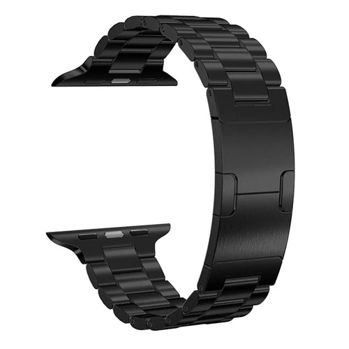Electroplated Stainless Steel Strap for Apple Watch Series 11 10 42mm  /  9 8 7 41mm  /  SE3 SE2 SE 6 5 4 40mm  /  3 2 1 38mm Metal Band with Turtle Back Buckle - Black - 1