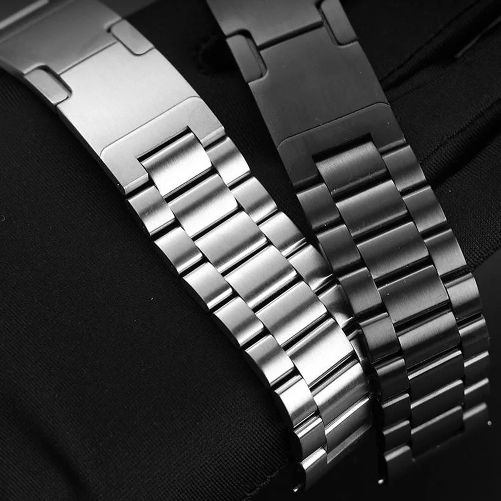 Electroplated Stainless Steel Strap for Apple Watch Series 11 10 42mm  /  9 8 7 41mm  /  SE3 SE2 SE 6 5 4 40mm  /  3 2 1 38mm Metal Band with Turtle Back Buckle - Black - 3