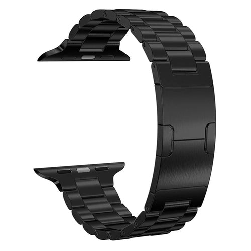 Electroplated Stainless Steel Strap for Apple Watch Ultra 3 2 1 49mm  /  Series 11 10 46mm  /  9 8 7 45mm  /  SE3 SE2 SE 6 5 4 44mm  /  3 2 1 42mm Metal Band with Turtle Back Buckle - Black - 1
