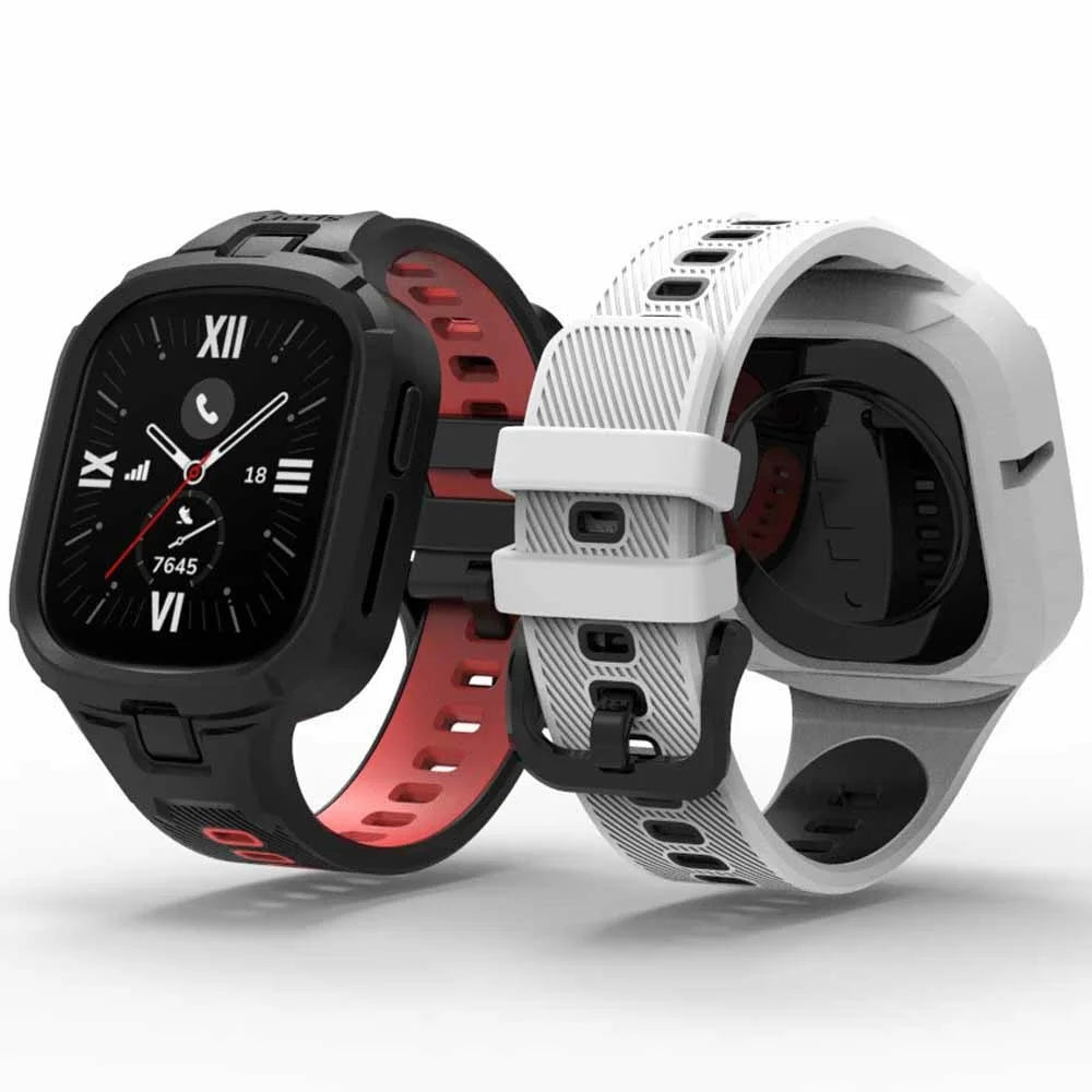 For Honor Watch 4 TPU Band Sport Style Watch Strap with Protective Case - Black / Red - 2