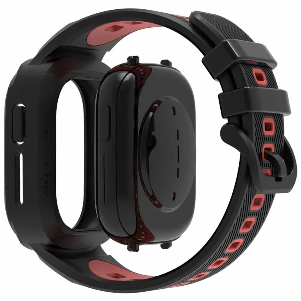 For Honor Watch 4 TPU Band Sport Style Watch Strap with Protective Case - Black / Red - 4