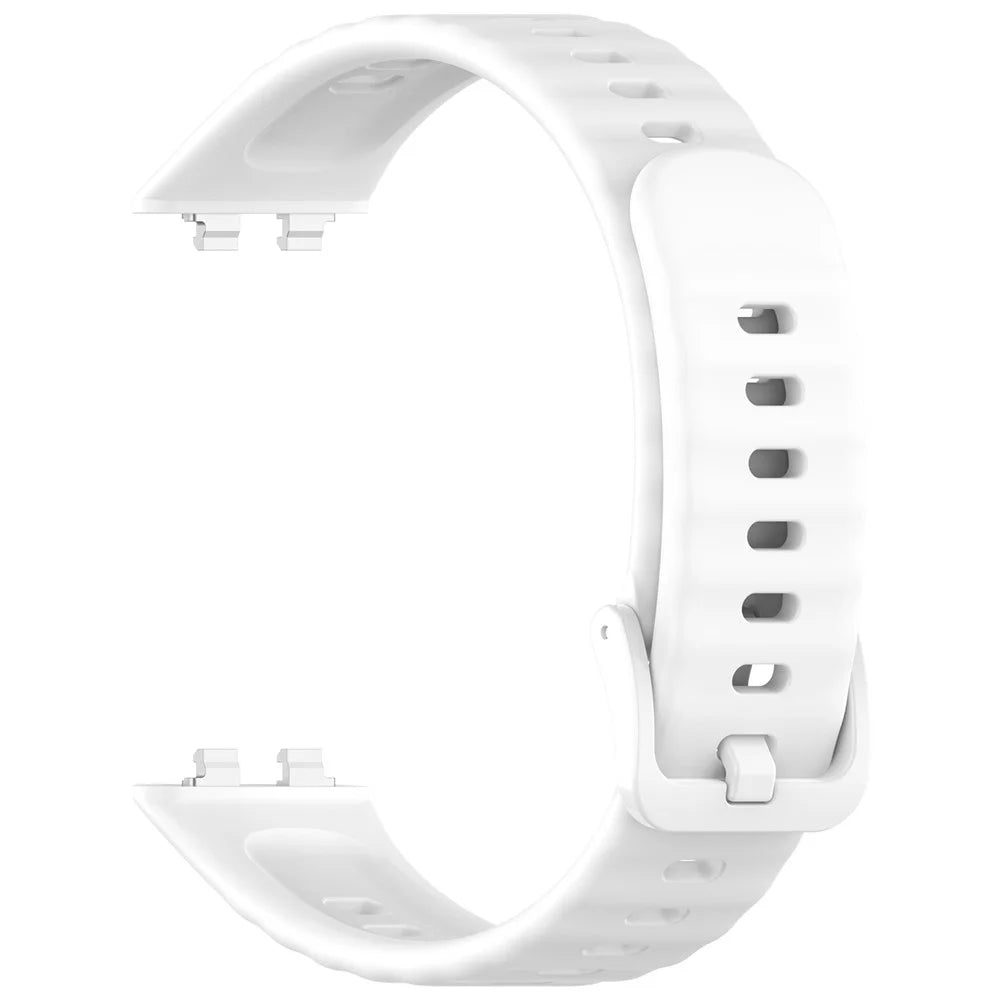 Wave Texture Silicone Strap for Huawei Band 11 / 11 Pro / 11 NFC / 11 Pro NFC Metal Buckle Watch Band - White - 3