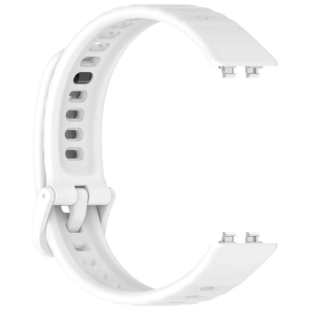Wave Texture Silicone Strap for Huawei Band 11 / 11 Pro / 11 NFC / 11 Pro NFC Metal Buckle Watch Band - White - 4
