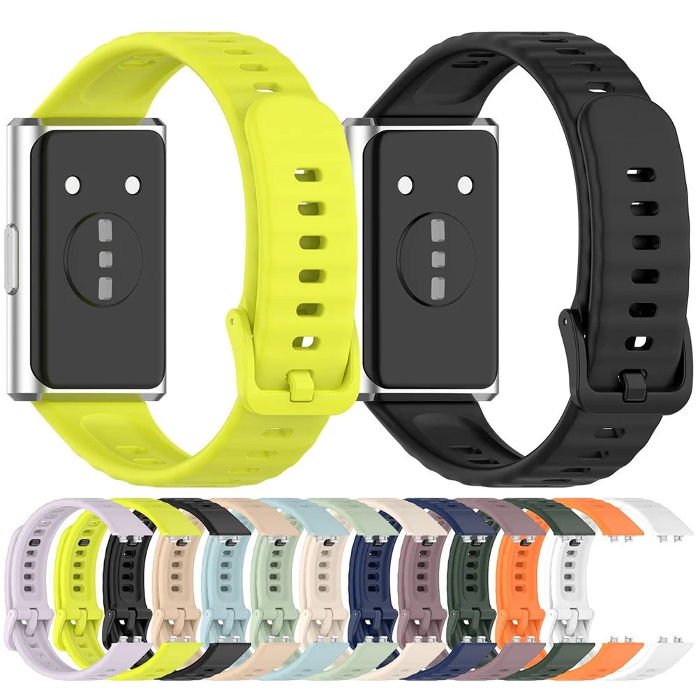 Wave Texture Silicone Strap for Huawei Band 11 / 11 Pro / 11 NFC / 11 Pro NFC Metal Buckle Watch Band - White - 5