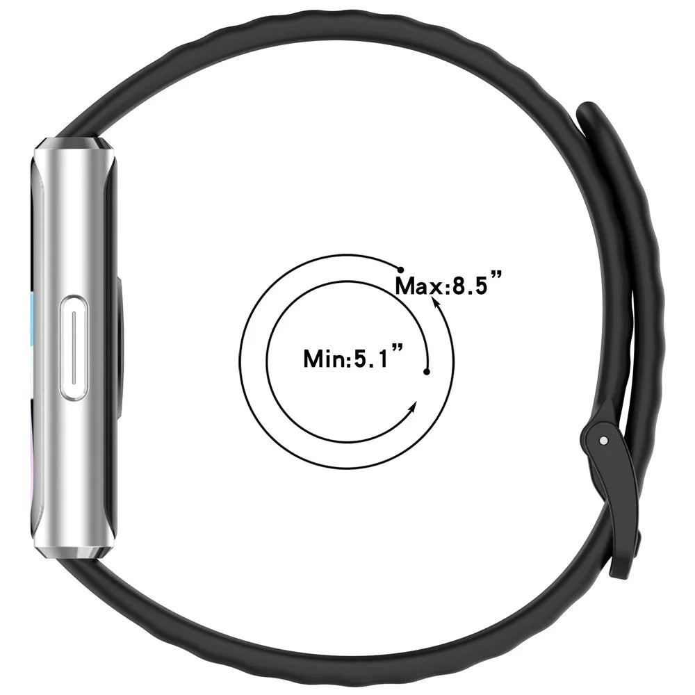 Wave Texture Silicone Strap for Huawei Band 11 / 11 Pro / 11 NFC / 11 Pro NFC Metal Buckle Watch Band - White - 7