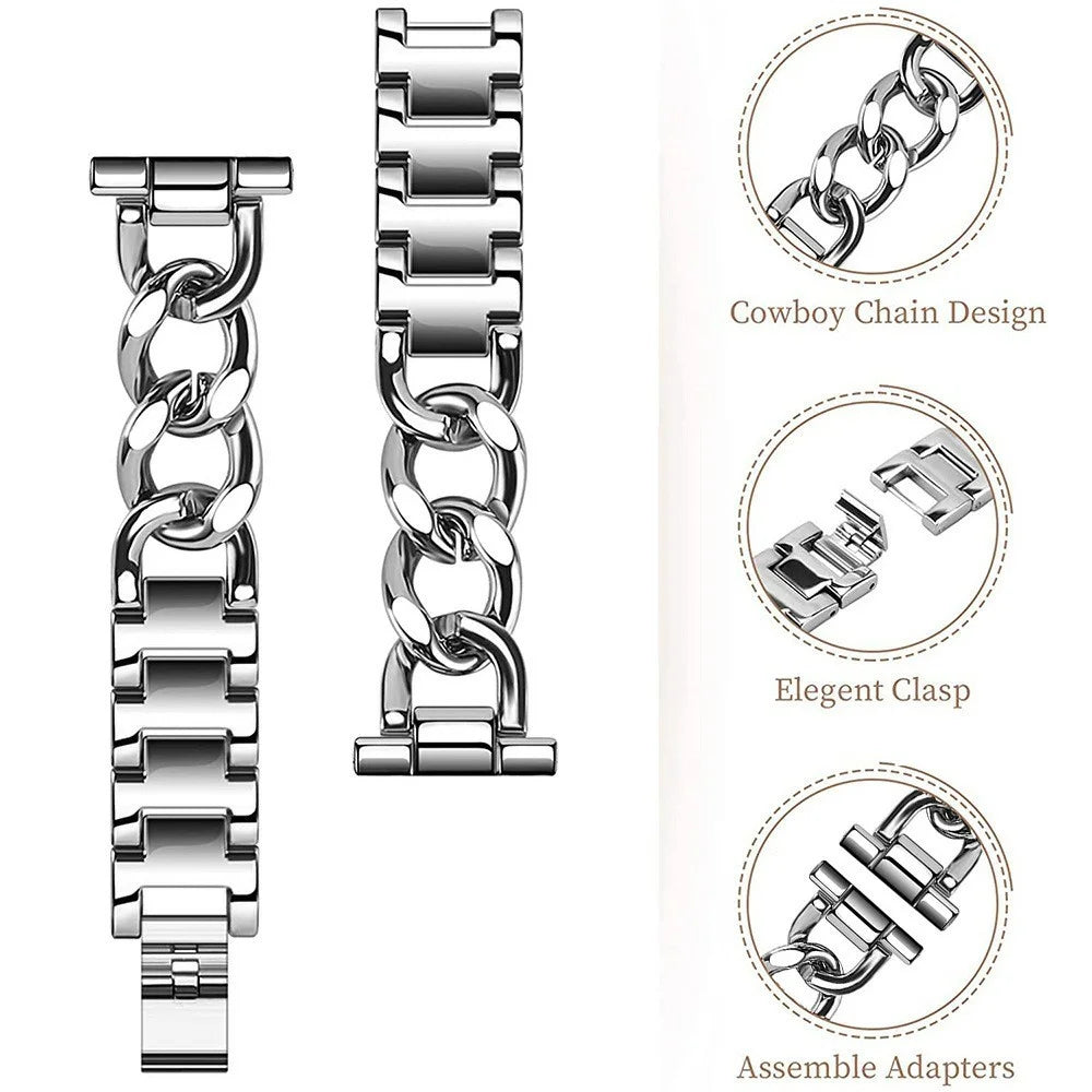 20mm Watch Band for Samsung Galaxy Watch7 / 6 / 5 / 4 44mm / 40mm Stainless Steel Metal Chain Adjustable Bracelet Strap - Silver - 4