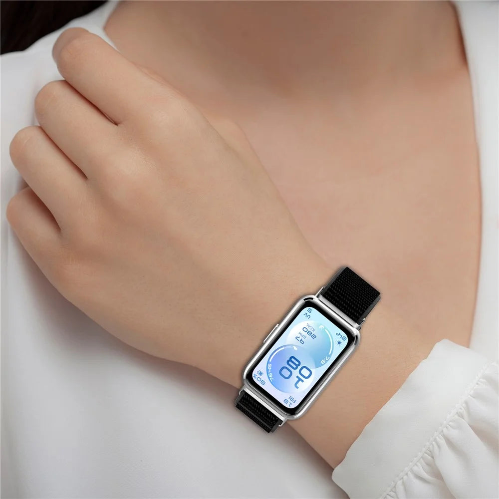 Nylon Loop Strap for Huawei Band 11 / 11 Pro / 11 NFC / 11 Pro NFC Magic Tape Sport Watch Band - Lake Green - 4