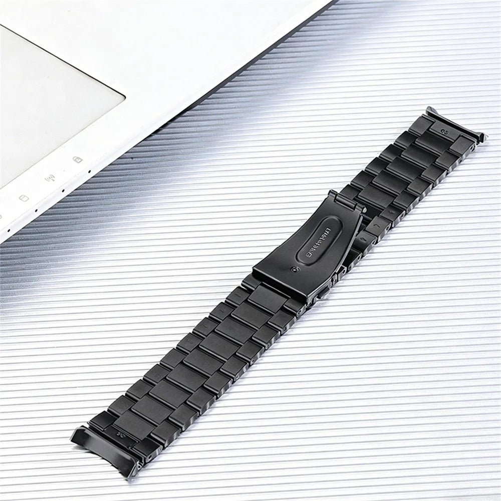 For Oppo Watch S Stainless Steel Band Three Beads Flat Buckle Metal Watch Strap - Black - 2