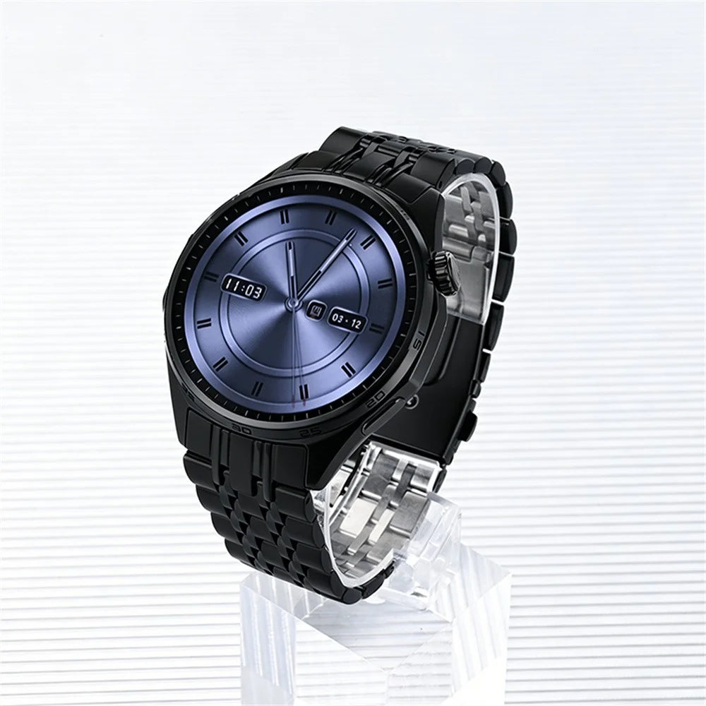 For Huawei Watch GT 6 46mm Stainless Steel Band Seven Beads Flat Buckle Metal Watch Strap - Black - 4