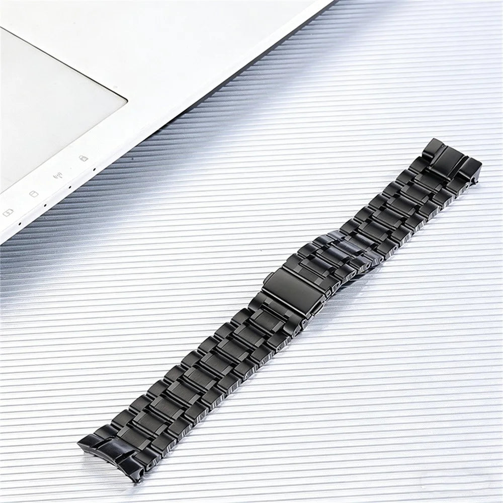 For Huawei Watch GT 6 46mm Stainless Steel Band Five Beads Flat Buckle Metal Watch Strap - Black - 1