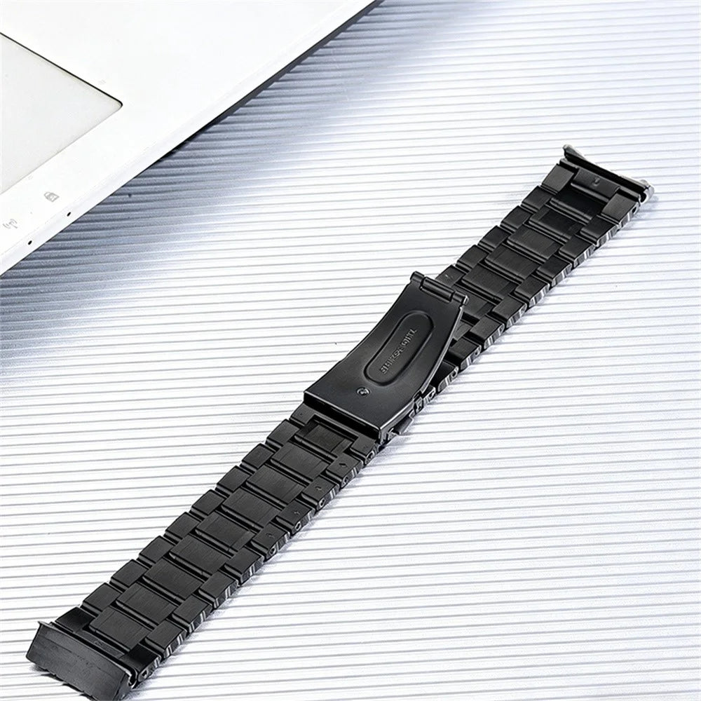 For Huawei Watch GT 6 46mm Stainless Steel Band Five Beads Flat Buckle Metal Watch Strap - Black - 2