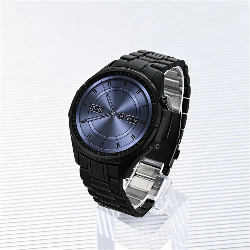 For Huawei Watch GT 6 46mm Stainless Steel Band Five Beads Flat Buckle Metal Watch Strap - Black - 3