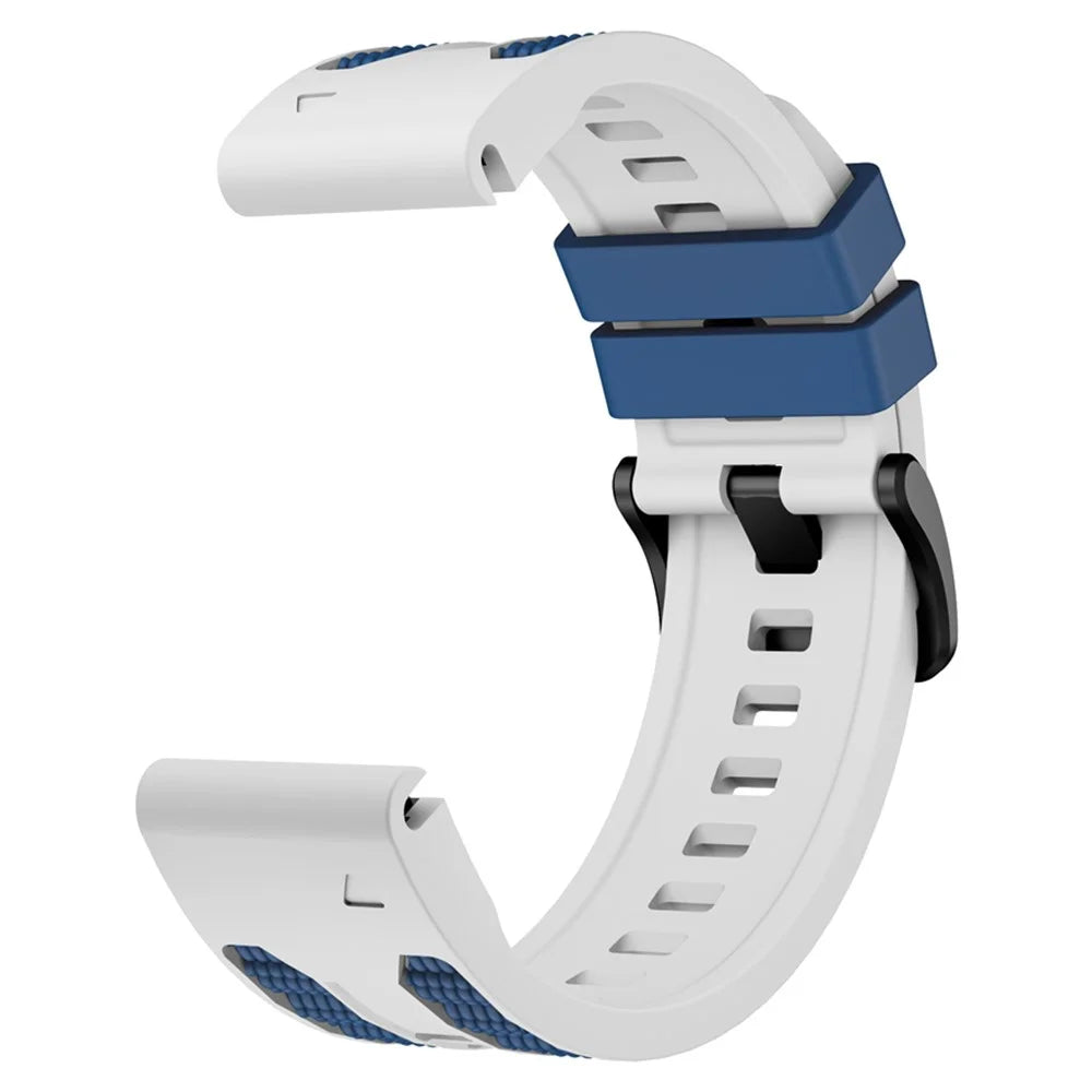 22mm Quick Release Silicone Strap for Garmin Fenix 8 Pro AMOLED 47mm / Fenix 8 47mm / Fenix E 47mm Dual Color Watch Band with Screwdriver - White / Blue - 2