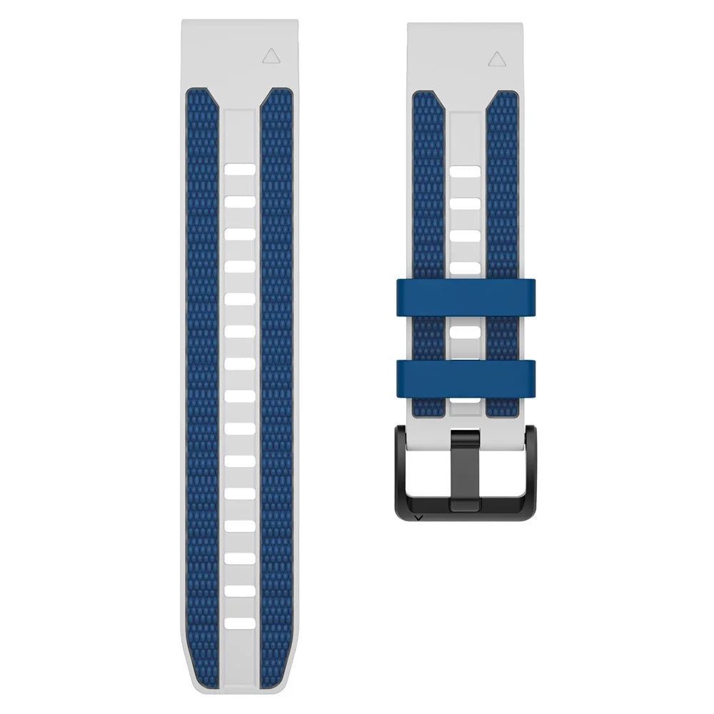 22mm Quick Release Silicone Strap for Garmin Fenix 8 Pro AMOLED 47mm / Fenix 8 47mm / Fenix E 47mm Dual Color Watch Band with Screwdriver - White / Blue - 3