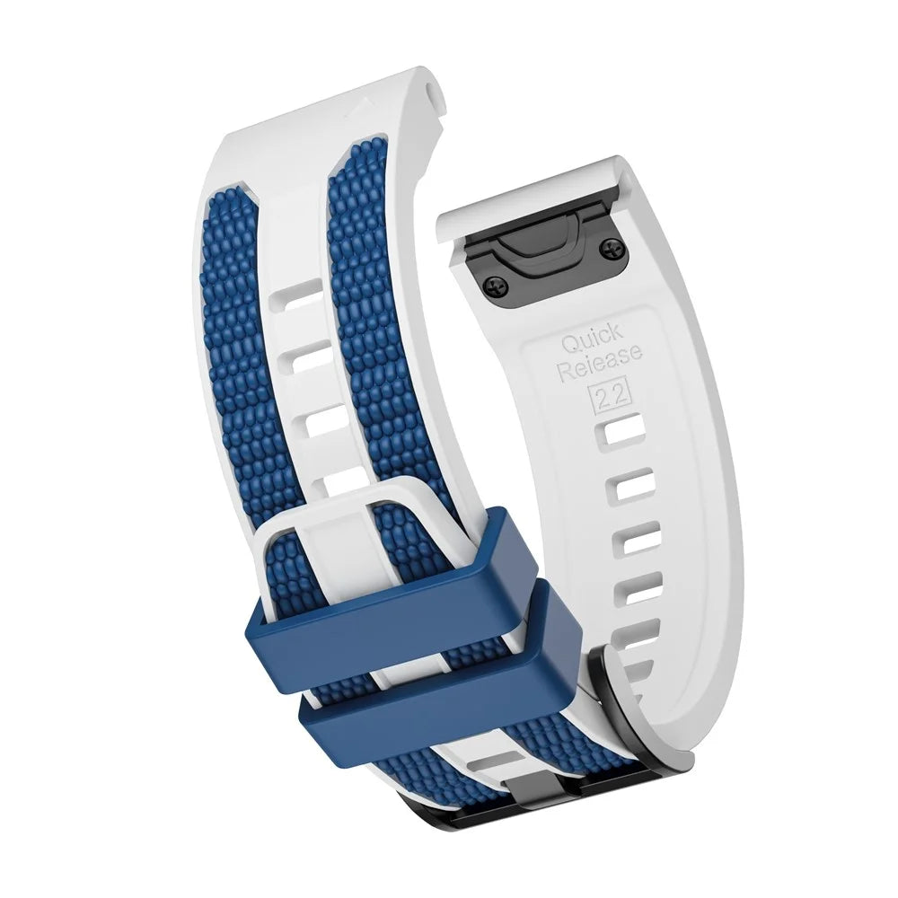 26mm Quick Release Silicone Strap for Garmin Fenix 8 Pro AMOLED 51mm / Fenix 8 AMOLED 51mm / Enduro 3 / Enduro 2 Dual Color Watch Band with Screwdriver - White / Blue - 5