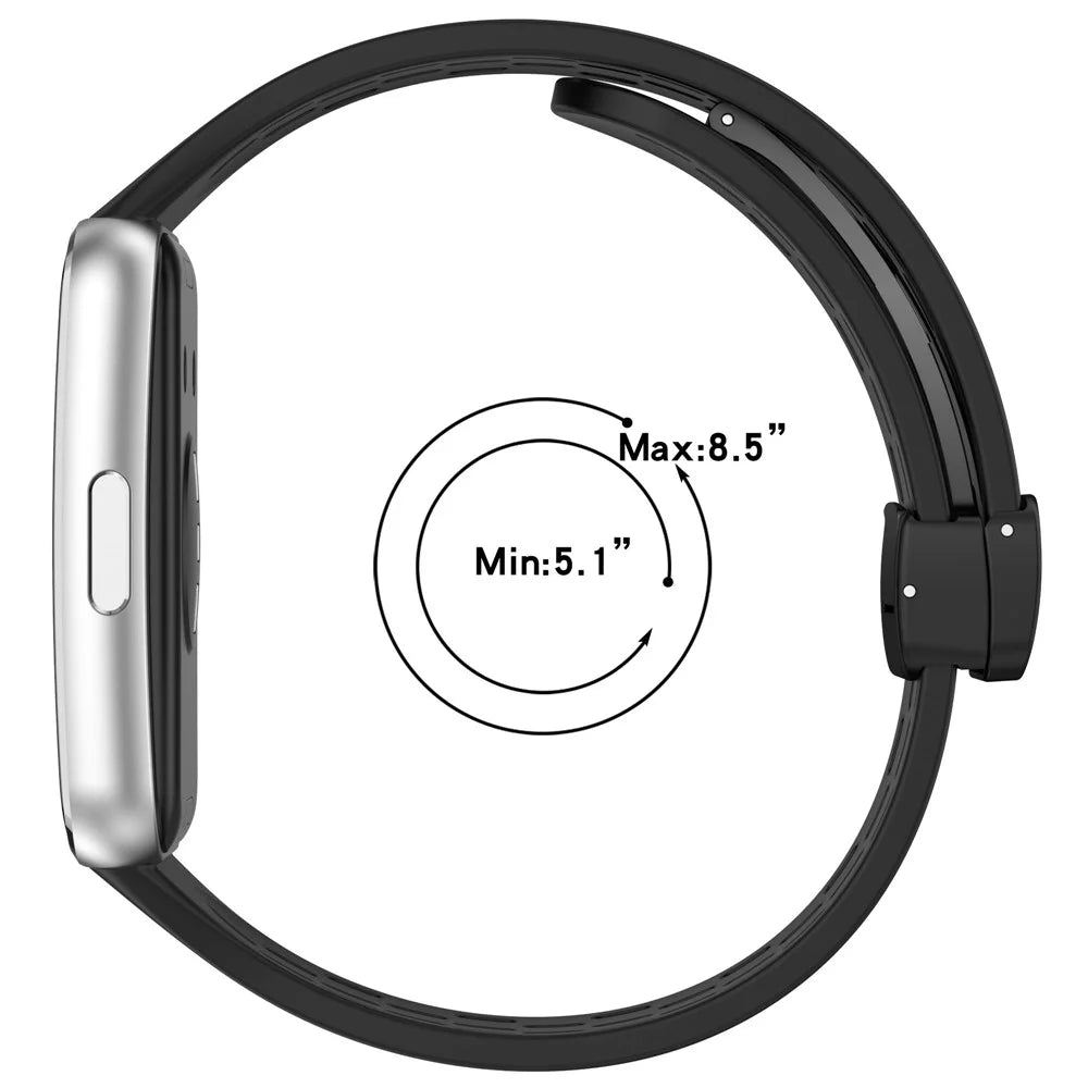 Hollow Holes Silicone Strap for Huawei Band 11 / 11 Pro / 11 NFC / 11 Pro NFC Breathable Watch Band with Folding Buckle - Black - 6