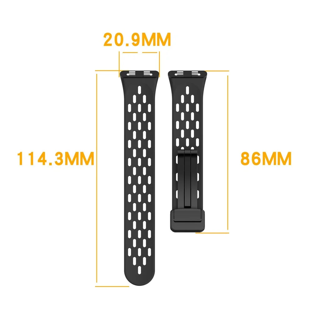 Hollow Holes Silicone Strap for Huawei Band 11 / 11 Pro / 11 NFC / 11 Pro NFC Breathable Watch Band with Folding Buckle - Black - 7
