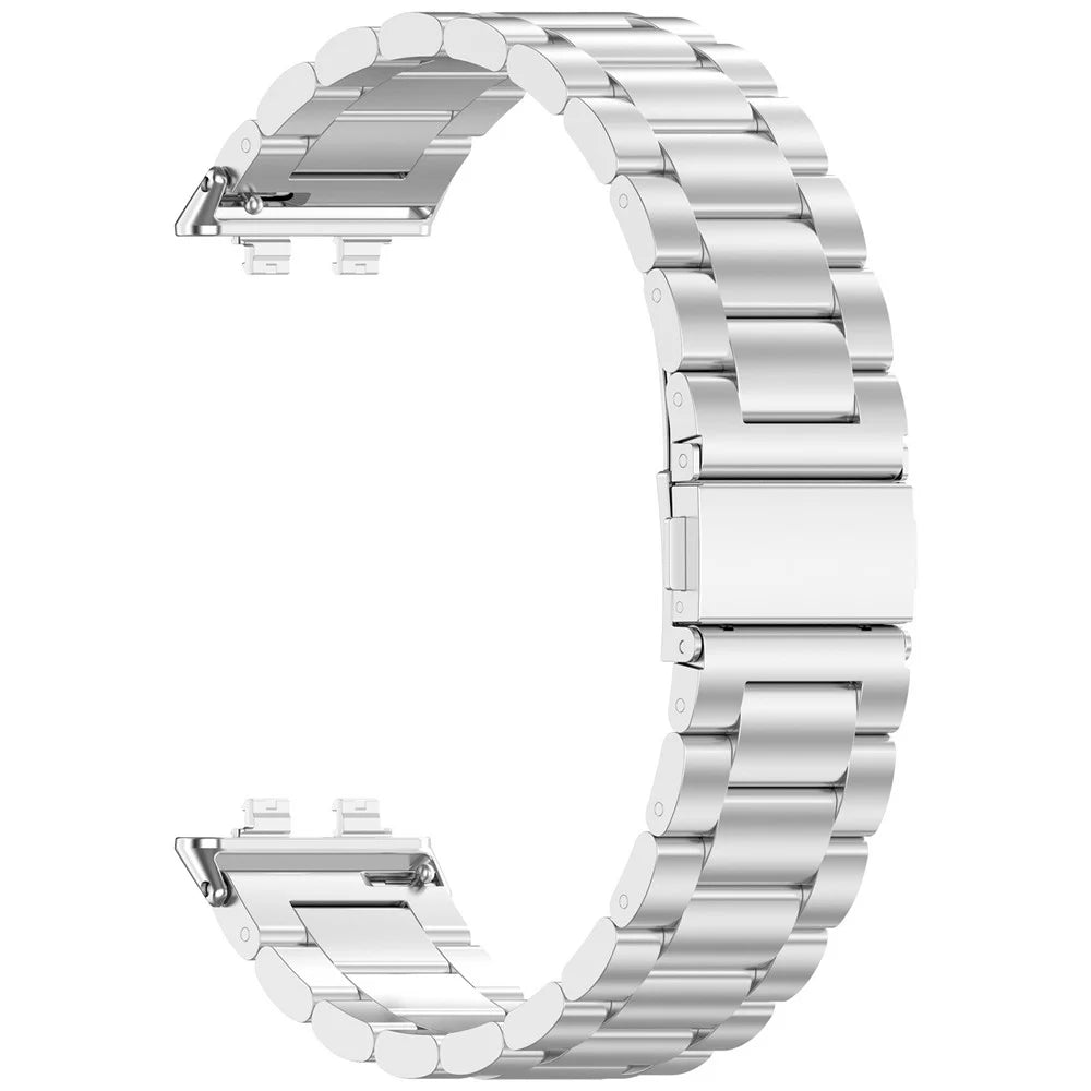 For Huawei Band 11 / 11 Pro Metal Strap Three-Beads Watch Band with Butterfly Buckle - Silver - 3