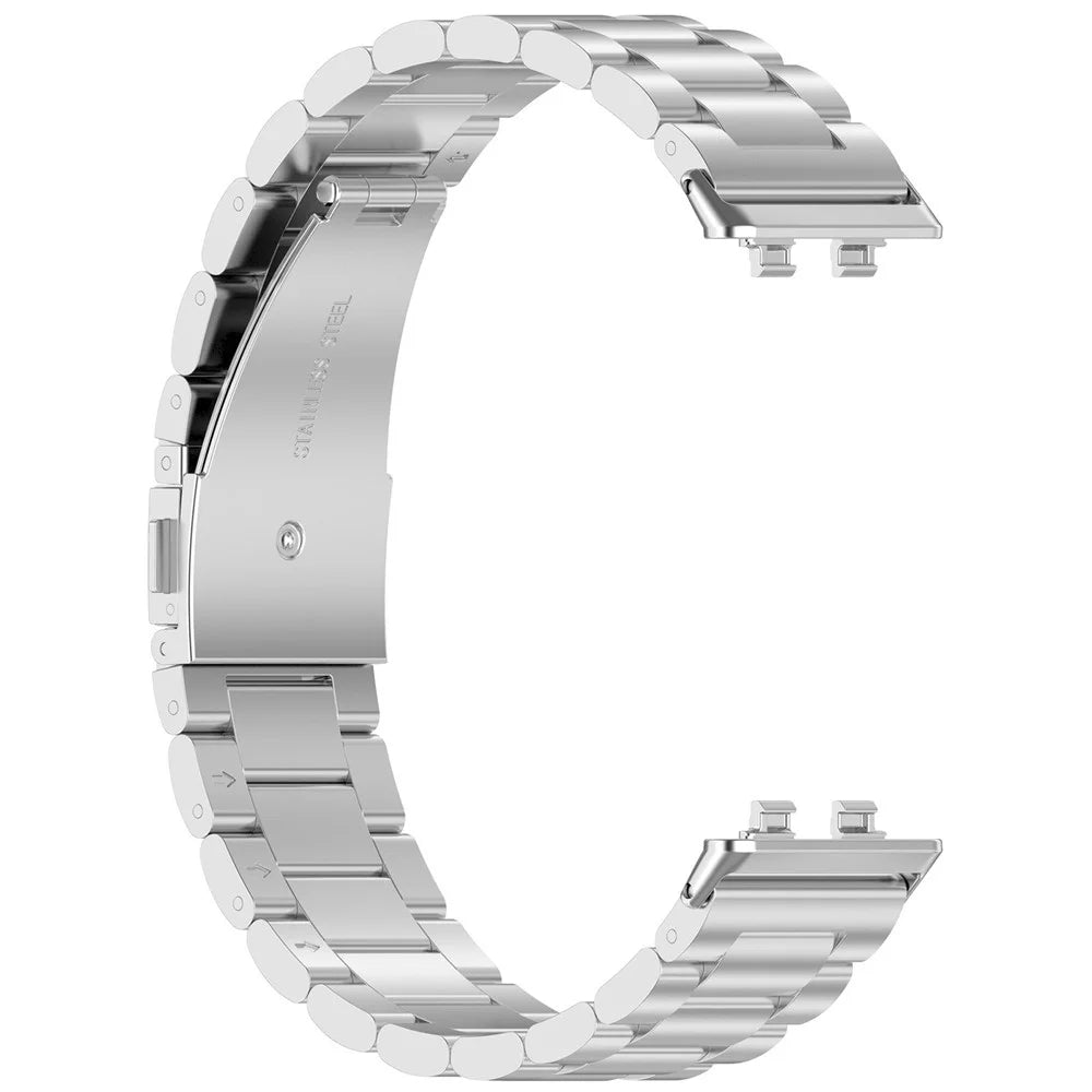 For Huawei Band 11 / 11 Pro Metal Strap Three-Beads Watch Band with Butterfly Buckle - Silver - 4