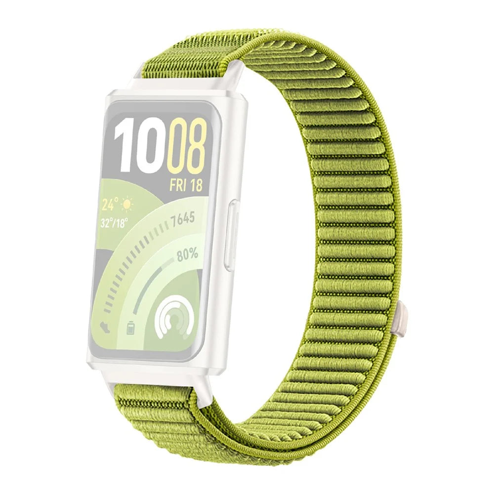 Woven Nylon Strap for Huawei Band 11 Pro  /  11 Magic Tape Watch Band Replacement Wristband - Green - 1