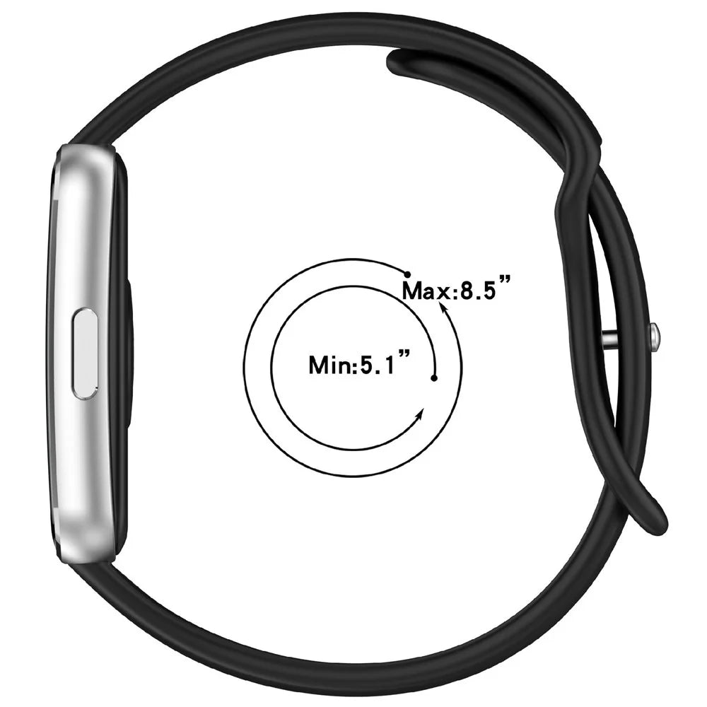 Silicone Watch Band for Huawei Band 11  /  11 Pro  /  11 NFC Wristband Multi-Hole Adjustable Replacement - Black - 5
