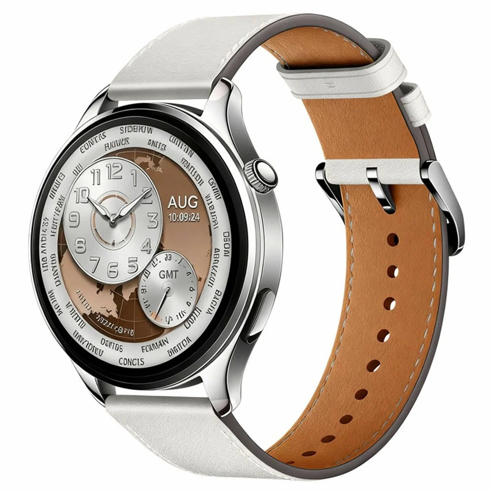 22mm Genuine Cow Strap for Xiaomi Watch S5 / Huawei Watch GT 6 46mm / GT 5 46mm Stainless Steel Buckle Watch Band - White - 2
