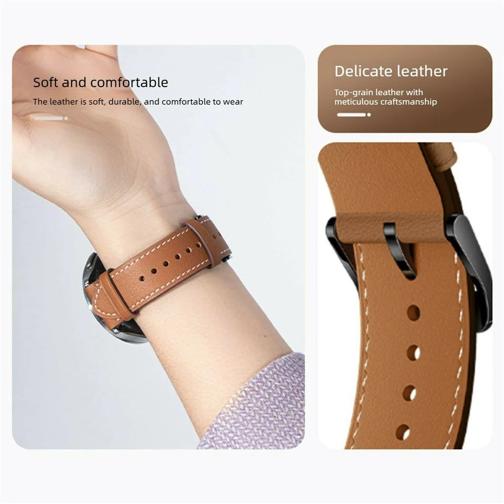 22mm Genuine Cow Strap for Xiaomi Watch S5 / Huawei Watch GT 6 46mm / GT 5 46mm Stainless Steel Buckle Watch Band - White - 3