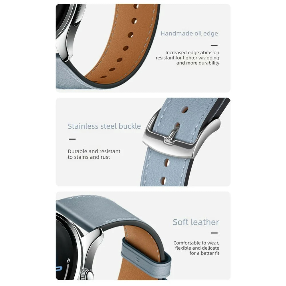 22mm Genuine Cow Strap for Xiaomi Watch S5 / Huawei Watch GT 6 46mm / GT 5 46mm Stainless Steel Buckle Watch Band - White - 5