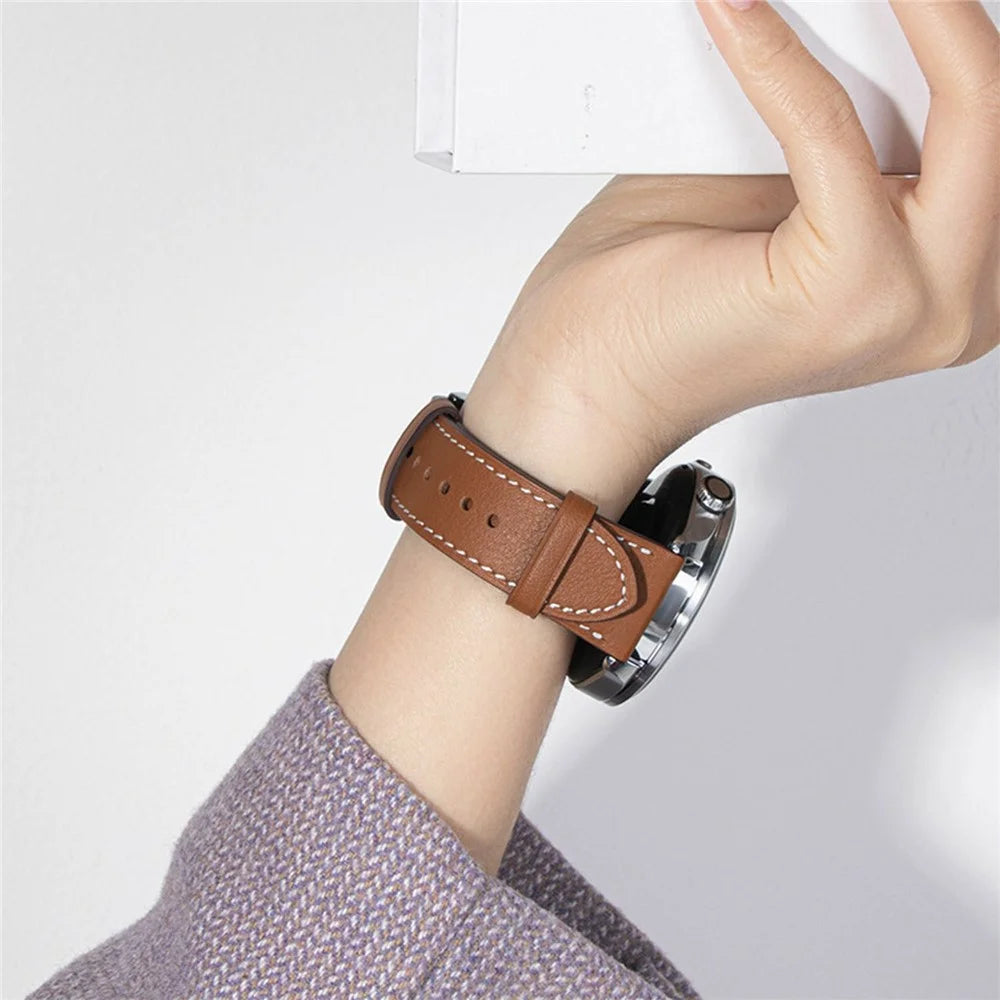 22mm Genuine Cow Strap for Xiaomi Watch S5 / Huawei Watch GT 6 46mm / GT 5 46mm Stainless Steel Buckle Watch Band - White - 6