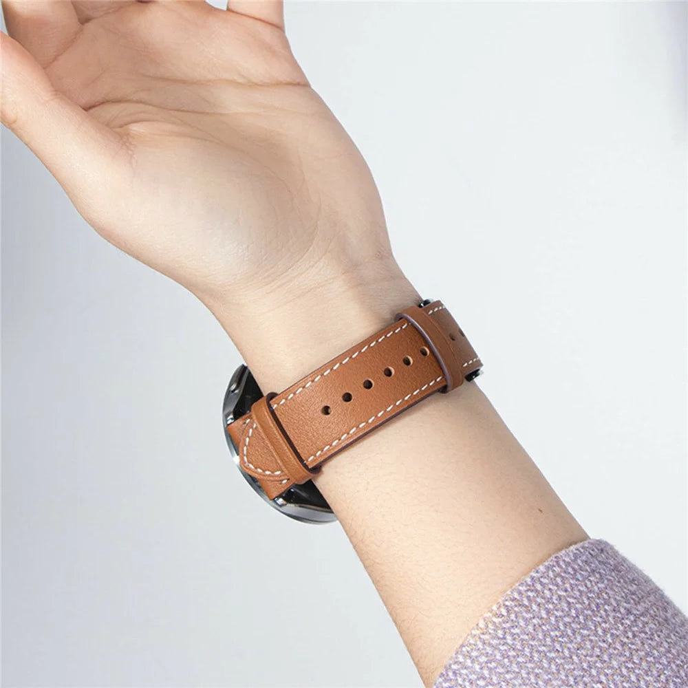 22mm Genuine Cow Strap for Xiaomi Watch S5 / Huawei Watch GT 6 46mm / GT 5 46mm Stainless Steel Buckle Watch Band - White - 7