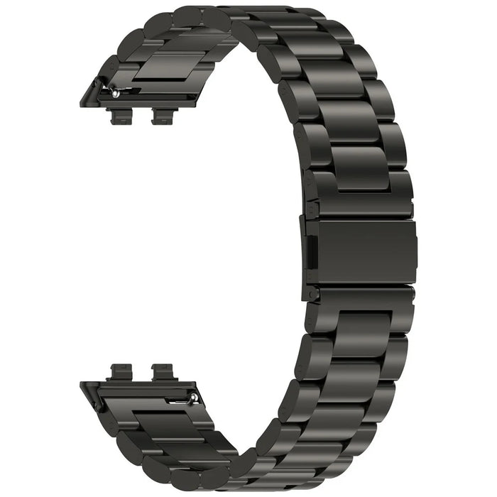 Watch Band for Huawei Band 11  /  11 Pro  /  11 NFC  /  11 Pro NFC Stainless Steel Three-Bead Replacement Strap with Tool - Black - 3