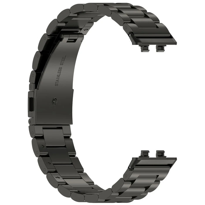 Watch Band for Huawei Band 11  /  11 Pro  /  11 NFC  /  11 Pro NFC Stainless Steel Three-Bead Replacement Strap with Tool - Black - 4