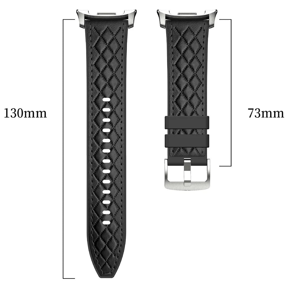 Leather Coated Silicone Strap for Samsung Galaxy Watch8 40mm / 44mm / Watch8 Classic 46mm Diamond Texture Watch Band - White - 6