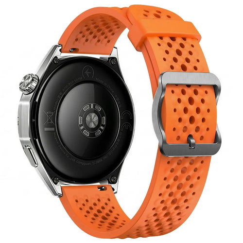 20mm Hollow Silicone Strap for Samsung Galaxy Watch7 44mm / 40mm / Watch6 Classic 47mm / 43mm Breathable Watch Band - Orange - 1
