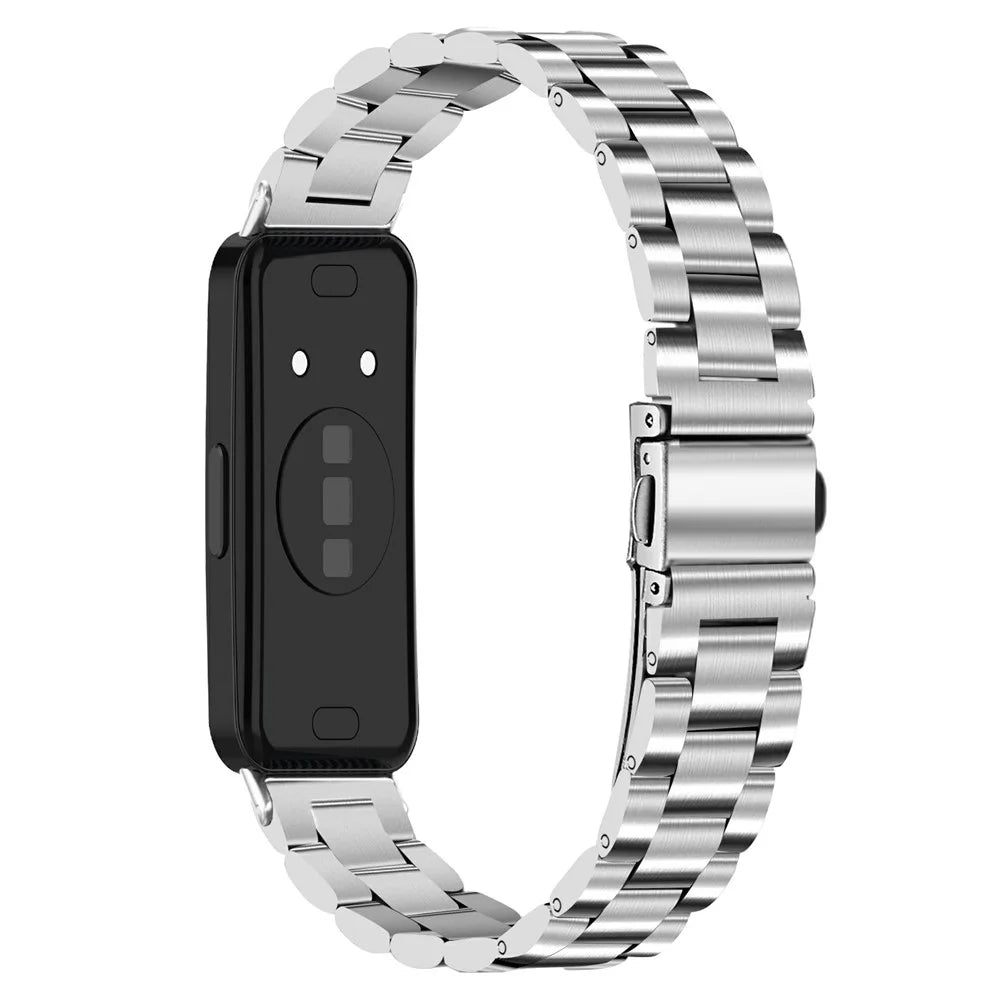 For Huawei Band 11 / 11 Pro Watch Band Stainless Steel 3-Bead Metal Strap - Silver - 1