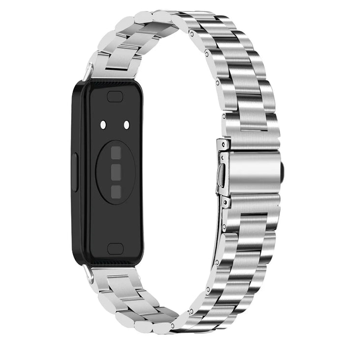 For Huawei Band 11 / 11 Pro Watch Band Stainless Steel 3-Bead Metal Strap - Silver - 1
