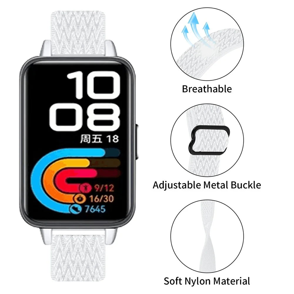 For Huawei Band 11 / 11 Pro Adjustable Nylon Watch Band Wave Design Elastic Wrist Strap - White - 3