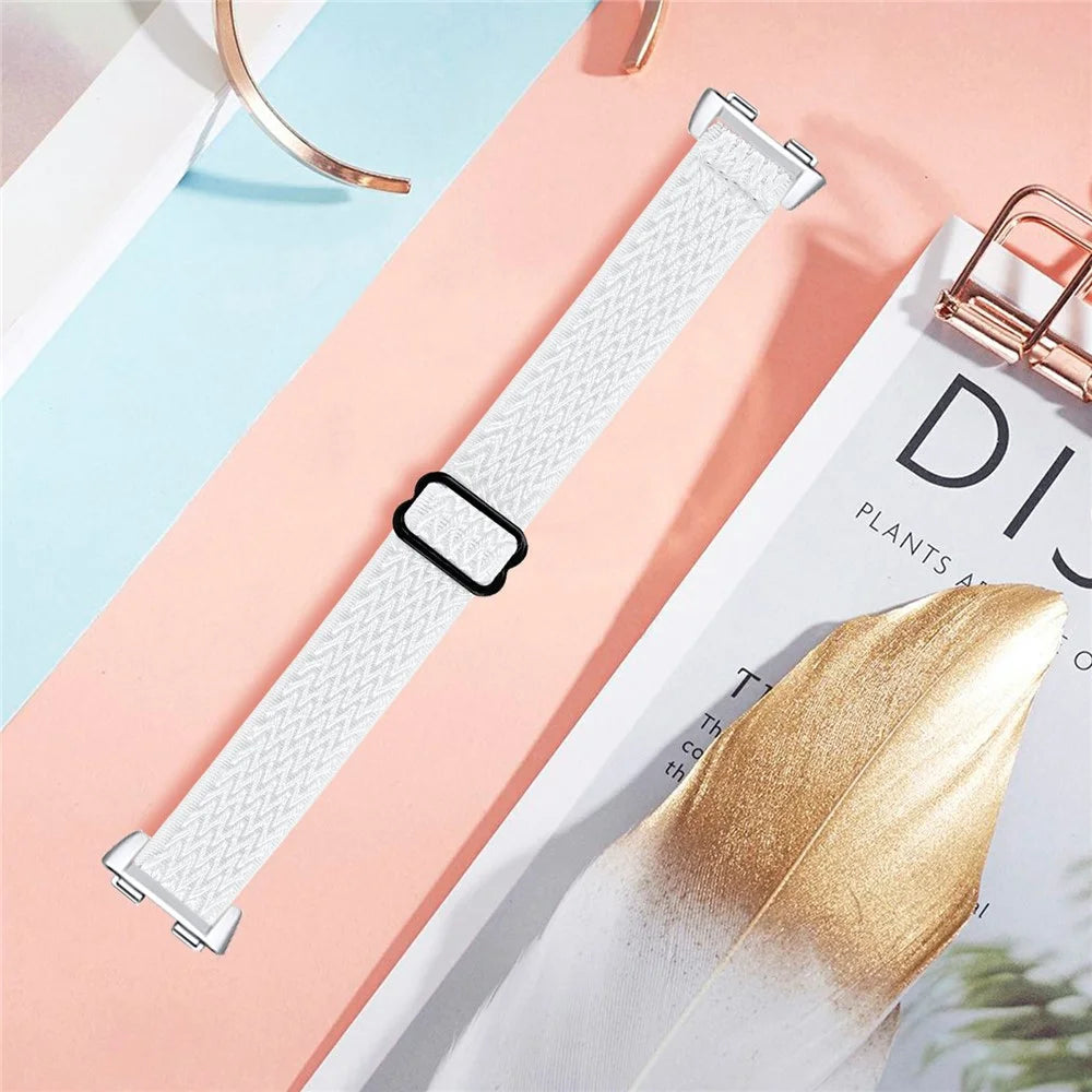 For Huawei Band 11 / 11 Pro Adjustable Nylon Watch Band Wave Design Elastic Wrist Strap - White - 5