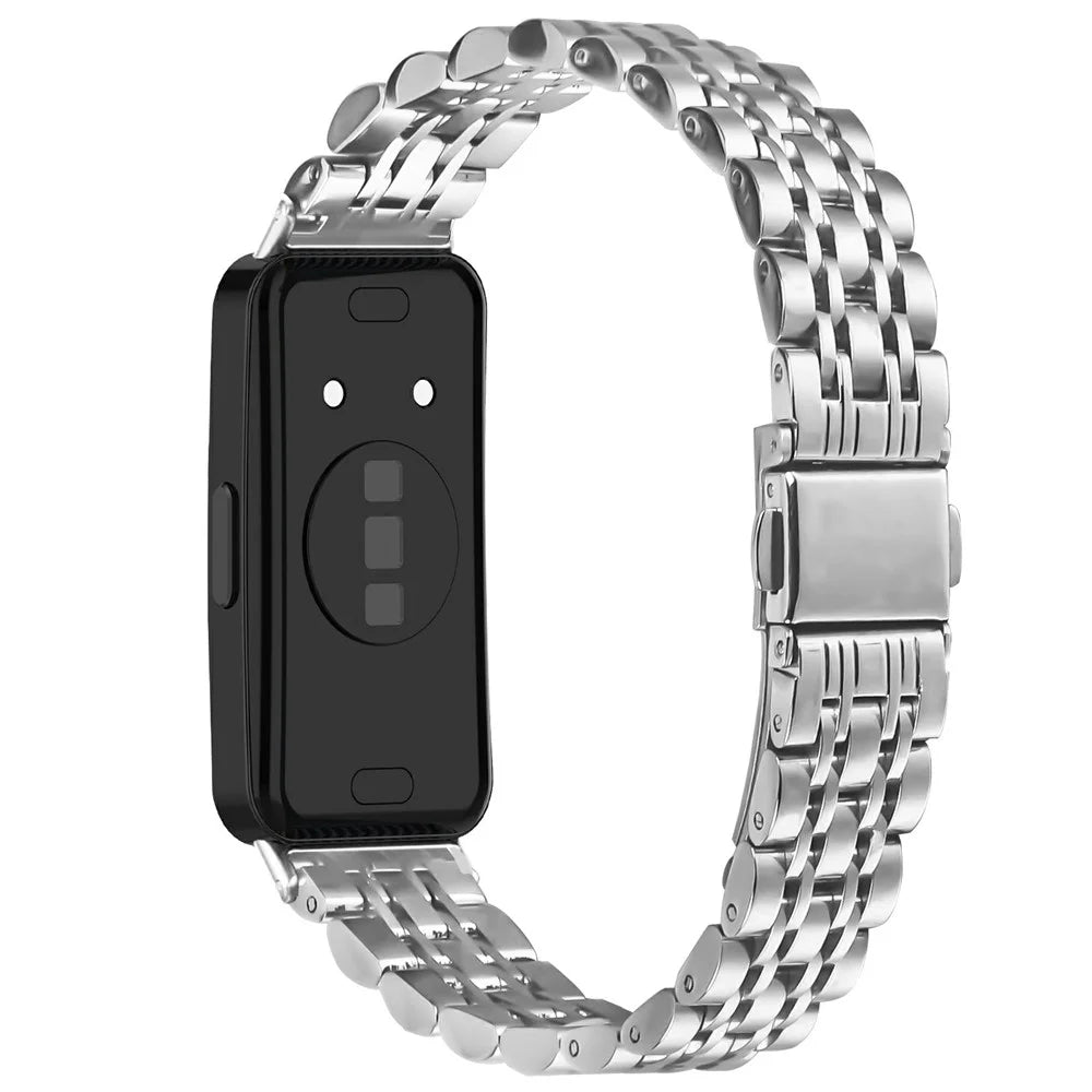 For Huawei Band 11 / 11 Pro Watch Band Slim 7-Bead Stainless Steel Strap - Silver - 1