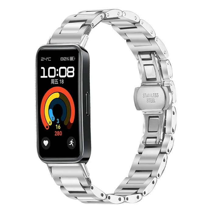For Huawei Band 11 / 11 Pro Watch Band Butterfly Clasp Stainless Steel Strap - Silver - 2