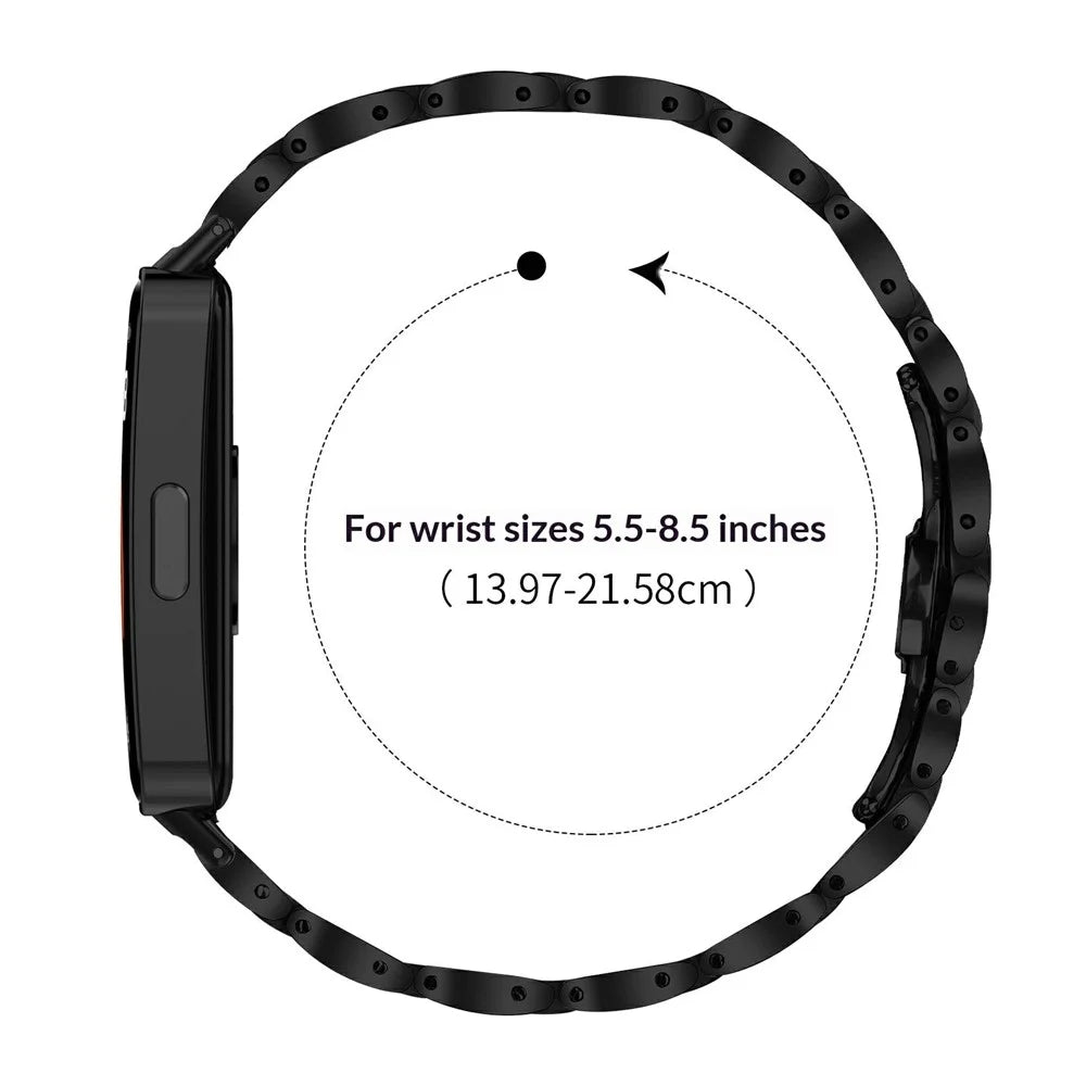 For Huawei Band 11 / 11 Pro Watch Band Butterfly Clasp Stainless Steel Electroplated Strap - Black - 6