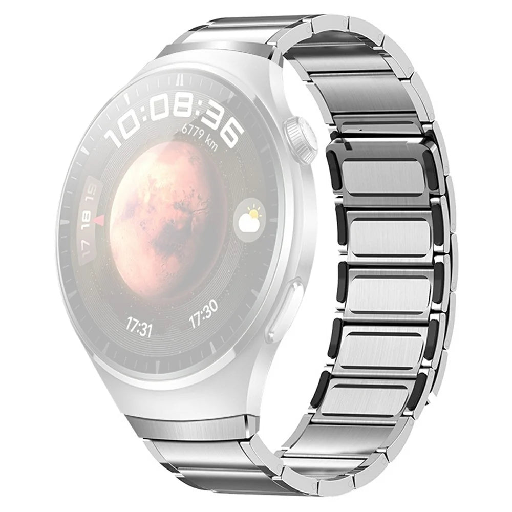 For Huawei Watch 4 Pro Magnetic Watch Strap Stainless Steel Metal Band with Press Quick Release Connector - Titanium - 1