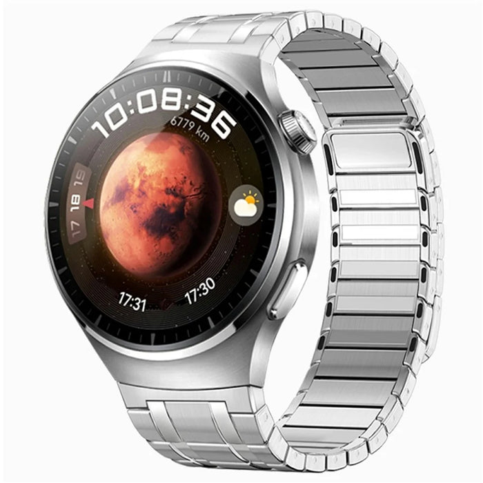 For Huawei Watch 4 Pro Stainless Steel Band Magnetic Quick Release Metal Watch Strap - Titanium - 2