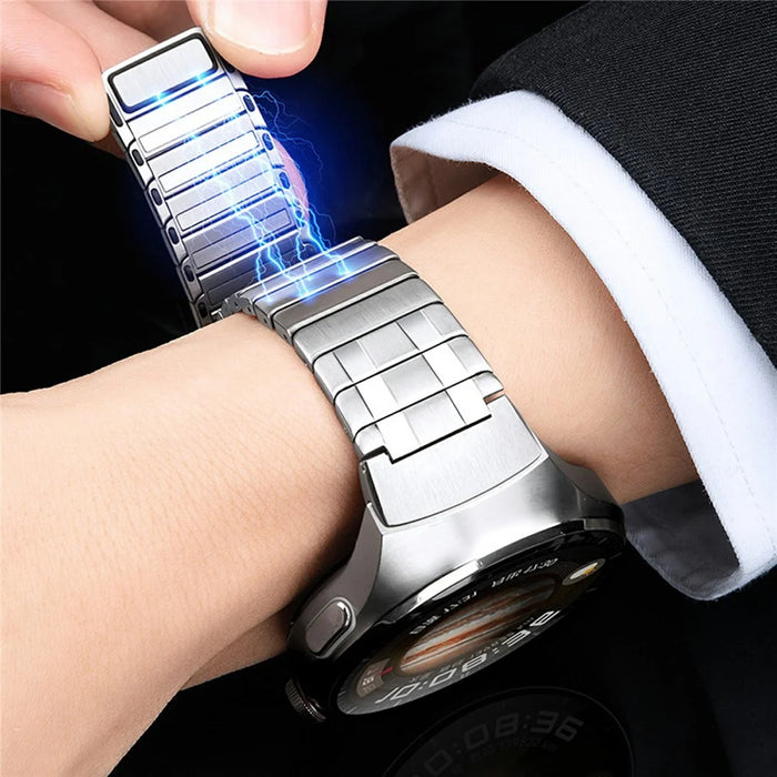 For Huawei Watch 4 Pro Stainless Steel Band Magnetic Quick Release Metal Watch Strap - Titanium - 5