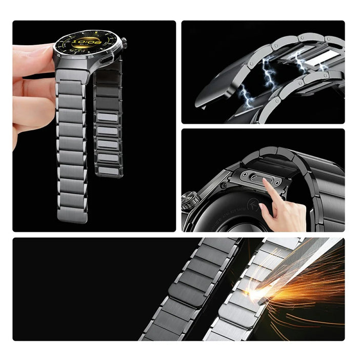 For Huawei Watch GT 6 Pro 46mm Stainless Steel Strap  Magnetic Buckle Quick Release Metal Watch Band - Titanium Grey - 4