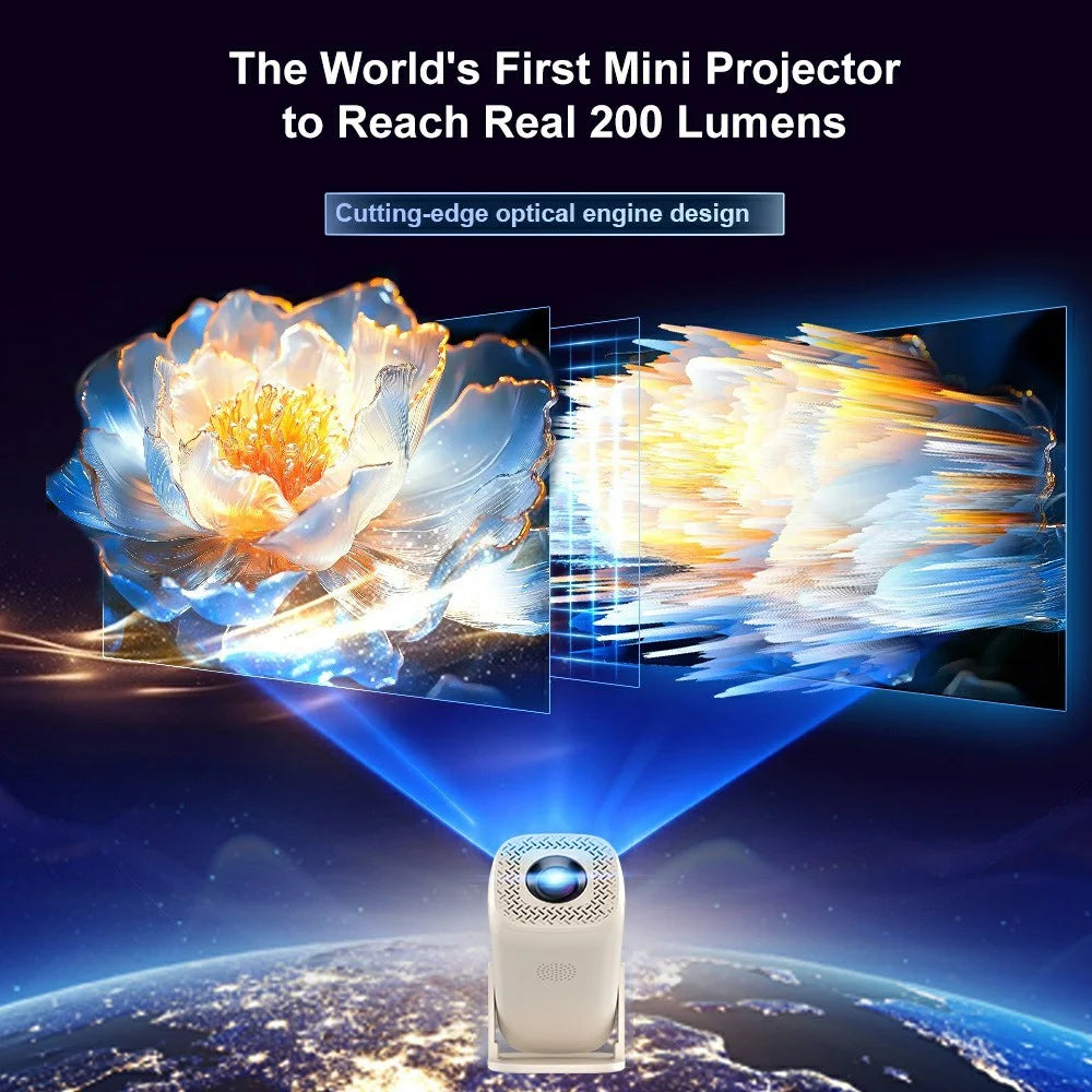 V2-Collita Mini Projector Allwinner H135 Android 14.0 200 Lumens HD 4K Support 180° Projection for Home Entertainment - US Plug - 3