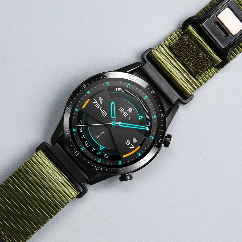 Sport Woven Nylon Strap for Apple Watch Ultra 3 2 1 49mm / Series 11 10 46mm / 9 8 7 45mm / SE3 SE2 SE 6 5 4 44mm / 3 2 1 42mm Magnetic Wristband - Green - 2