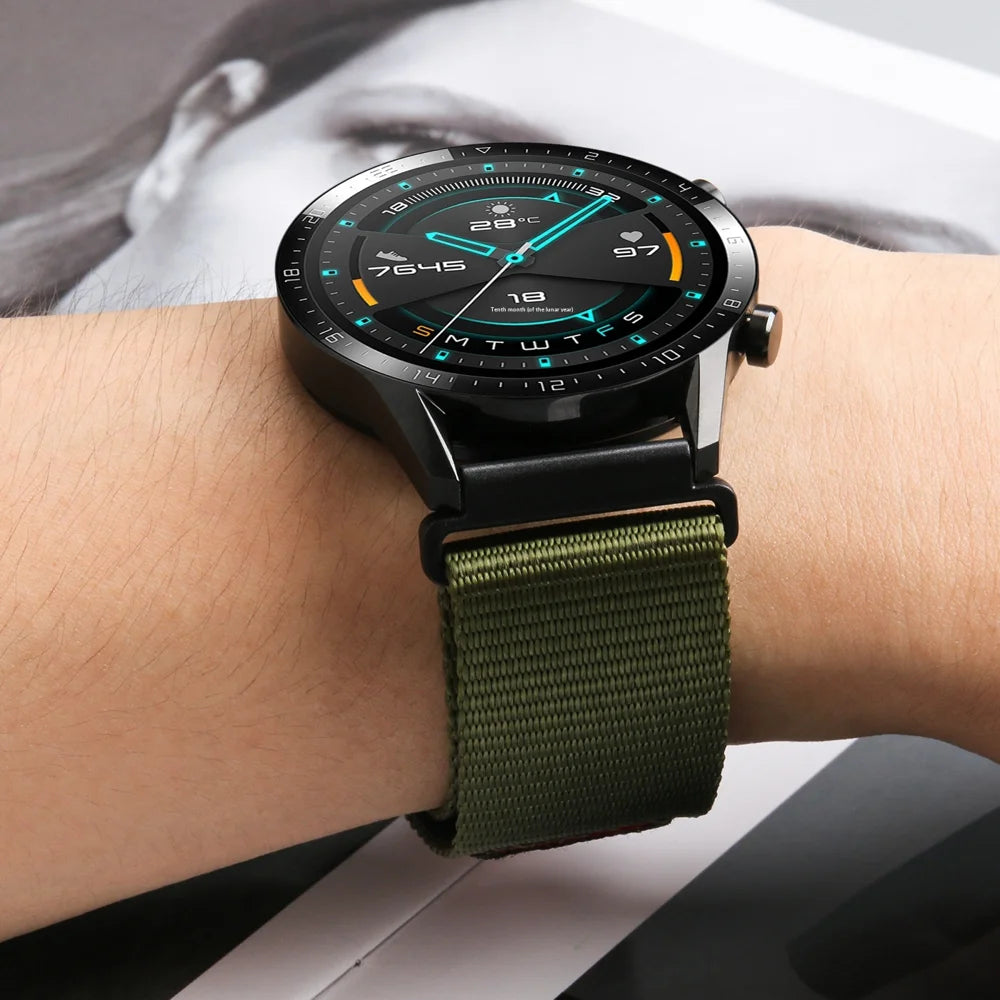 Sport Woven Nylon Strap for Apple Watch Ultra 3 2 1 49mm / Series 11 10 46mm / 9 8 7 45mm / SE3 SE2 SE 6 5 4 44mm / 3 2 1 42mm Magnetic Wristband - Green - 5