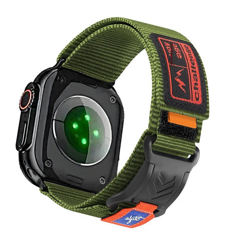 Sport Woven Nylon Strap for Apple Watch Series 11 10 42mm / 9 8 7 41mm / SE3 SE2 SE 6 5 4 40mm / 3 2 1 38mm Magnetic Wristband - Green - 1