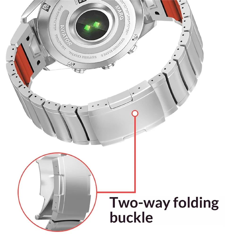 Titanium Alloy + Silicone Strap for Garmin Fenix 8 Pro AMOLED 51mm / Fenix 8 51mm / Enduro 3 / Enduro 2 26mm Folding Buckle Chain Watch Band - Silver / Orange - 4